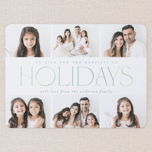 Elegant Middle Holiday Card, Iridescent Foil, White, 6x8, Holiday, Matte, Personalized Foil Cardstock, Rounded, White