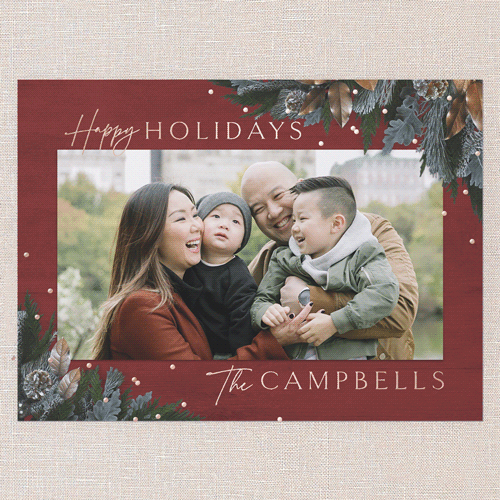 Mixed Metallic Marvel Holiday Card, Red, Rose Gold Foil, 6x8, Holiday, Matte, Personalized Foil Cardstock, Square, Cinnamon