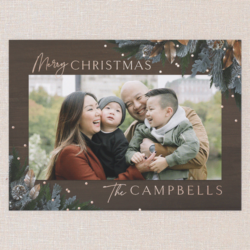 Mixed Metallic Marvel Holiday Card, Rose Gold Foil, Brown, 6x8, Christmas, Matte, Personalized Foil Cardstock, Square, Dark Chocolate