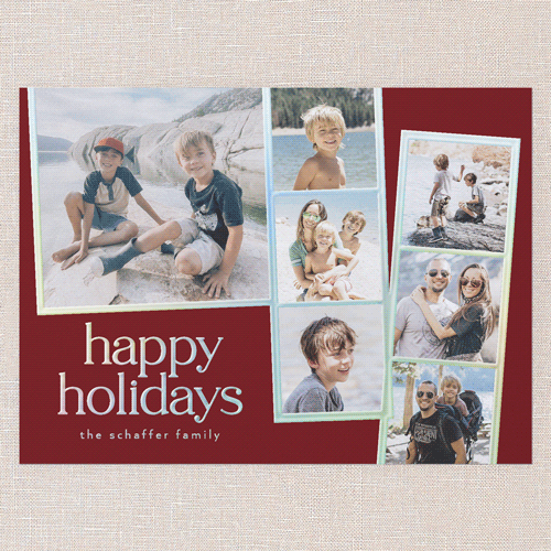 Photo Slides Holiday Card, Red, Iridescent Foil, 6x8, Holiday, Matte, Personalized Foil Cardstock, Square, Red