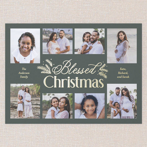 Botanical Touch Holiday Card, Green, Gold Foil, 6x8, Religious, Matte, Personalized Foil Cardstock, Square, Green