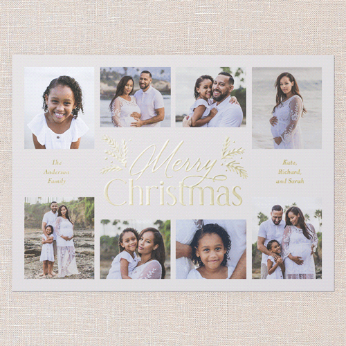 Botanical Touch Holiday Card, Beige, Gold Foil, 6x8, Christmas, Matte, Personalized Foil Cardstock, Square, Cream