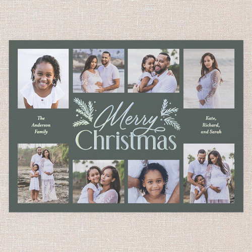 Botanical Touch Holiday Card, Green, Iridescent Foil, 6x8, Christmas, Matte, Personalized Foil Cardstock, Square, Green