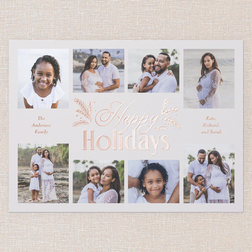 Botanical Touch Holiday Card, Beige, Rose Gold Foil, 6x8, Holiday, Matte, Personalized Foil Cardstock, Square, Cream