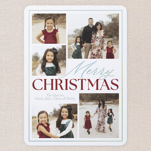 Classic Yuletide Holiday Card, White, Iridescent Foil, 6x8, Christmas, Matte, Personalized Foil Cardstock, Rounded, White