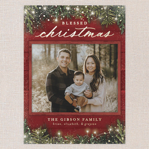 Earnest Evergreen Holiday Card, Red, Gold Foil, 6x8, Religious, Matte, Personalized Foil Cardstock, Square, Radish