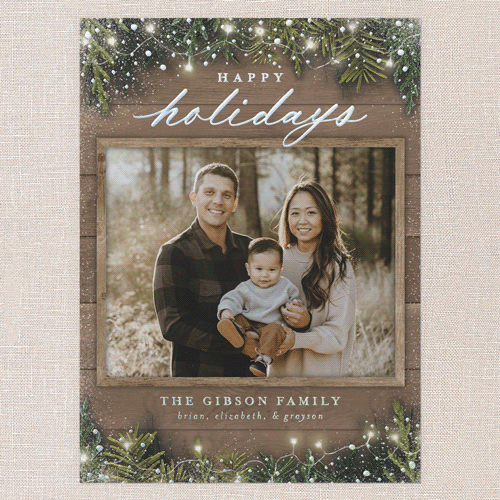 Earnest Evergreen Holiday Card, Beige, Iridescent Foil, 6x8, Holiday, Matte, Personalized Foil Cardstock, Square, Rye