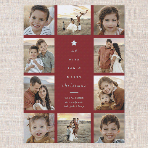 Tree Words Christmas Card, Red, Iridescent Foil, 6x8, Christmas, Matte, Personalized Foil Cardstock, Square, Red