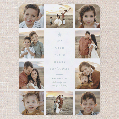 Tree Words Christmas Card, White, Iridescent Foil, 6x8, Christmas, Matte, Personalized Foil Cardstock, Rounded, White