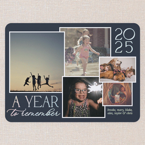 Golden Reflections New Year's Card, Blue, Iridescent Foil, 6x8, New Year, Matte, Personalized Foil Cardstock, Rounded, Navy