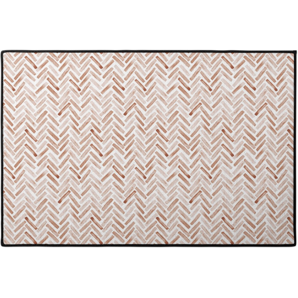 Painted Chevron Herringbone Door Mat, Brown