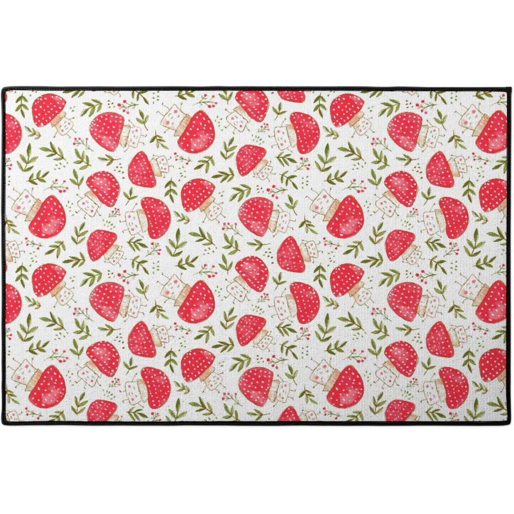 the Happiest Little Mushrooms Red Door Mat Shutterfly