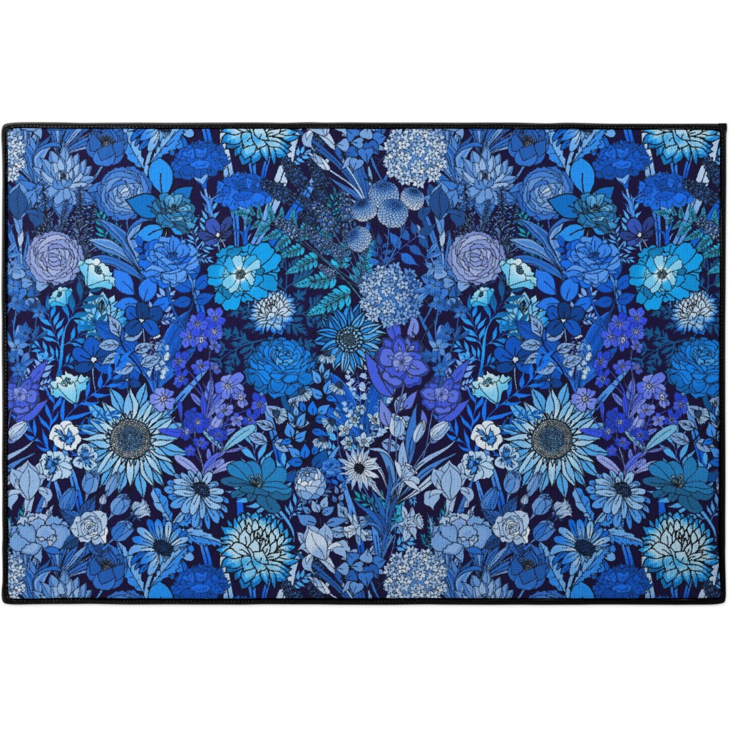 Frozen Flowers Door Mat, Blue