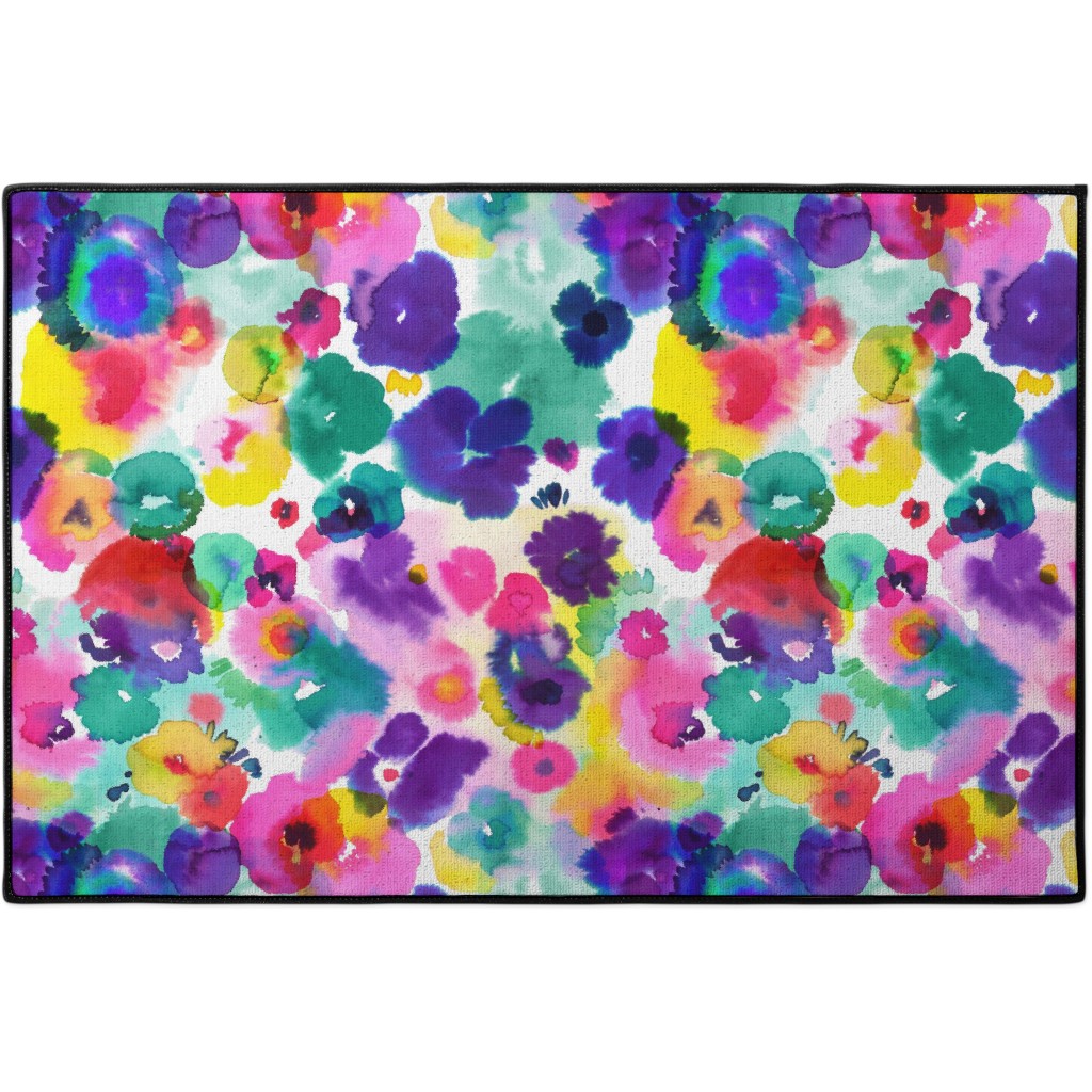 Abstract Floral Watercolor - Multi Door Mat, Multicolor