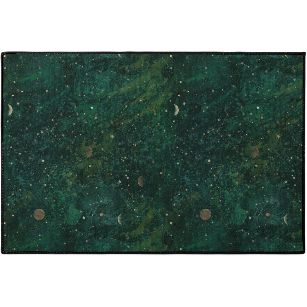Moon and Stars - Green Door Mat, Green