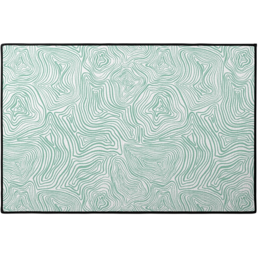 Abstract Wavy Lines - Green Door Mat, Green