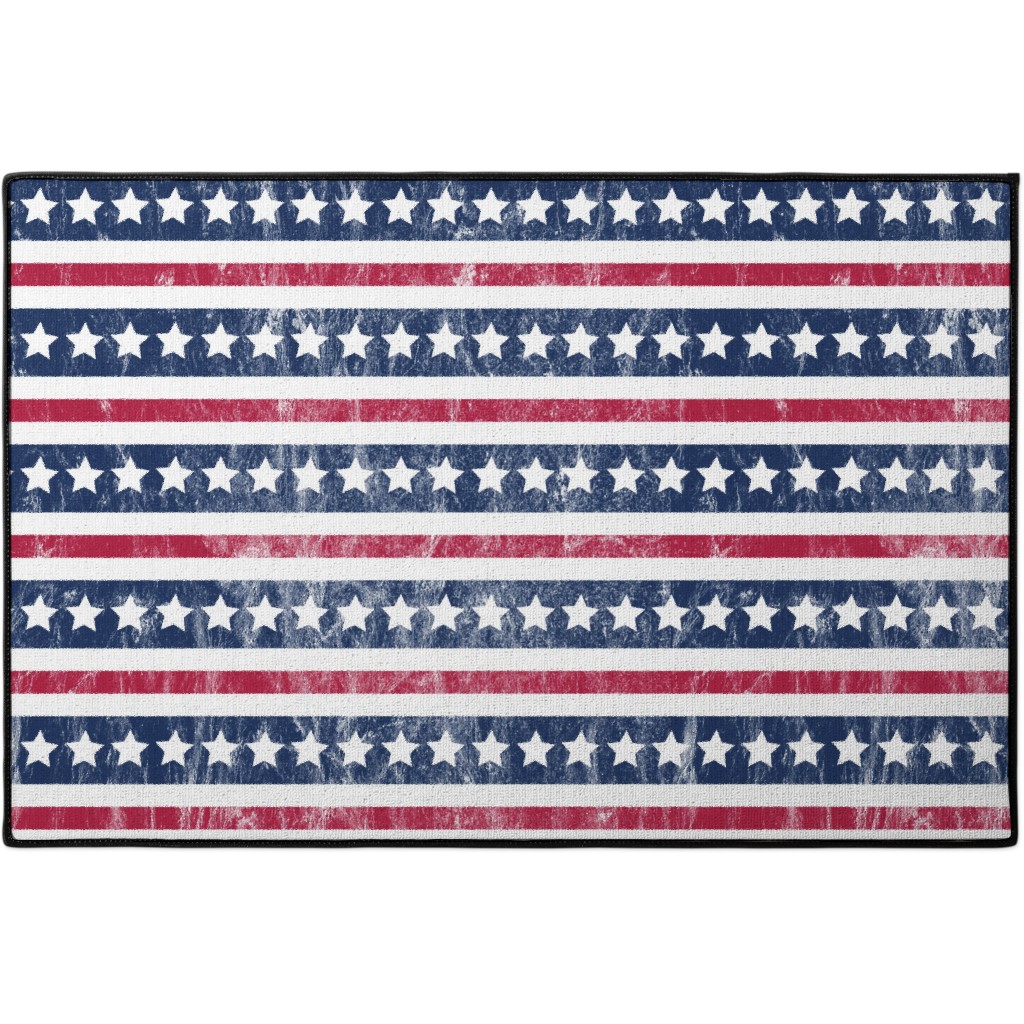 Stars and Stripes - Red, White and Blue Door Mat, Multicolor