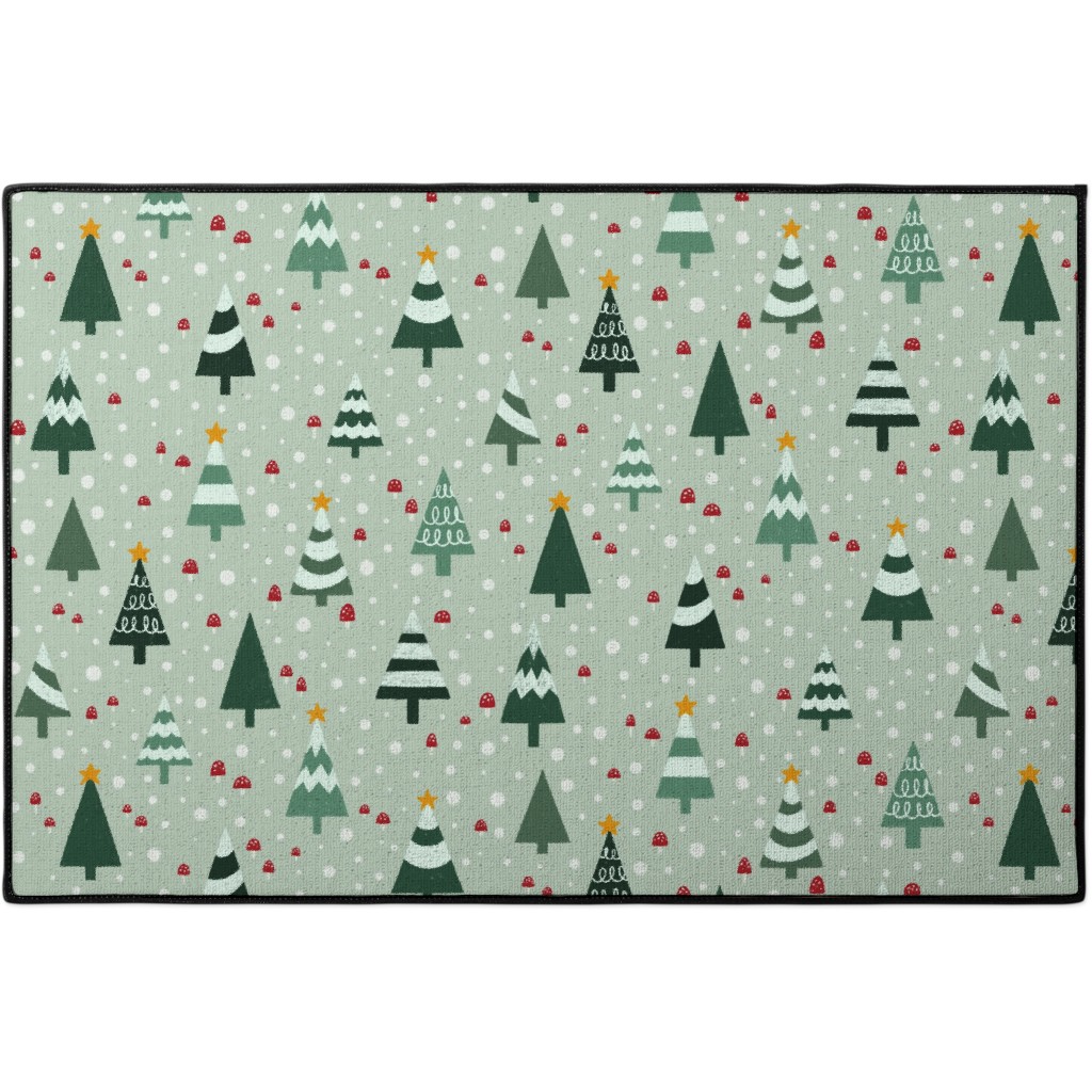 Christmas Forest - Green Door Mat, Green