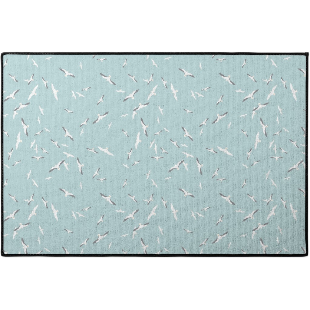 Blue Polka Dots Butterfly Print Door Mat
