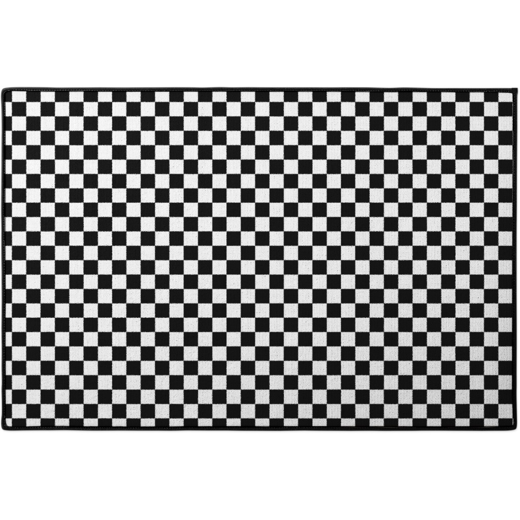 Checker - Black and White Door Mat, Black