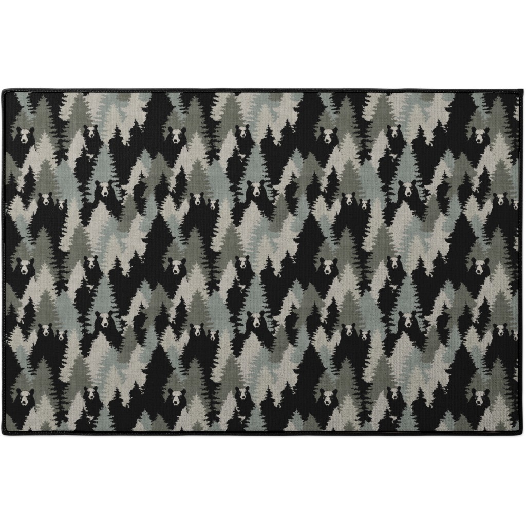 Bears Texture - Green Door Mat, Green
