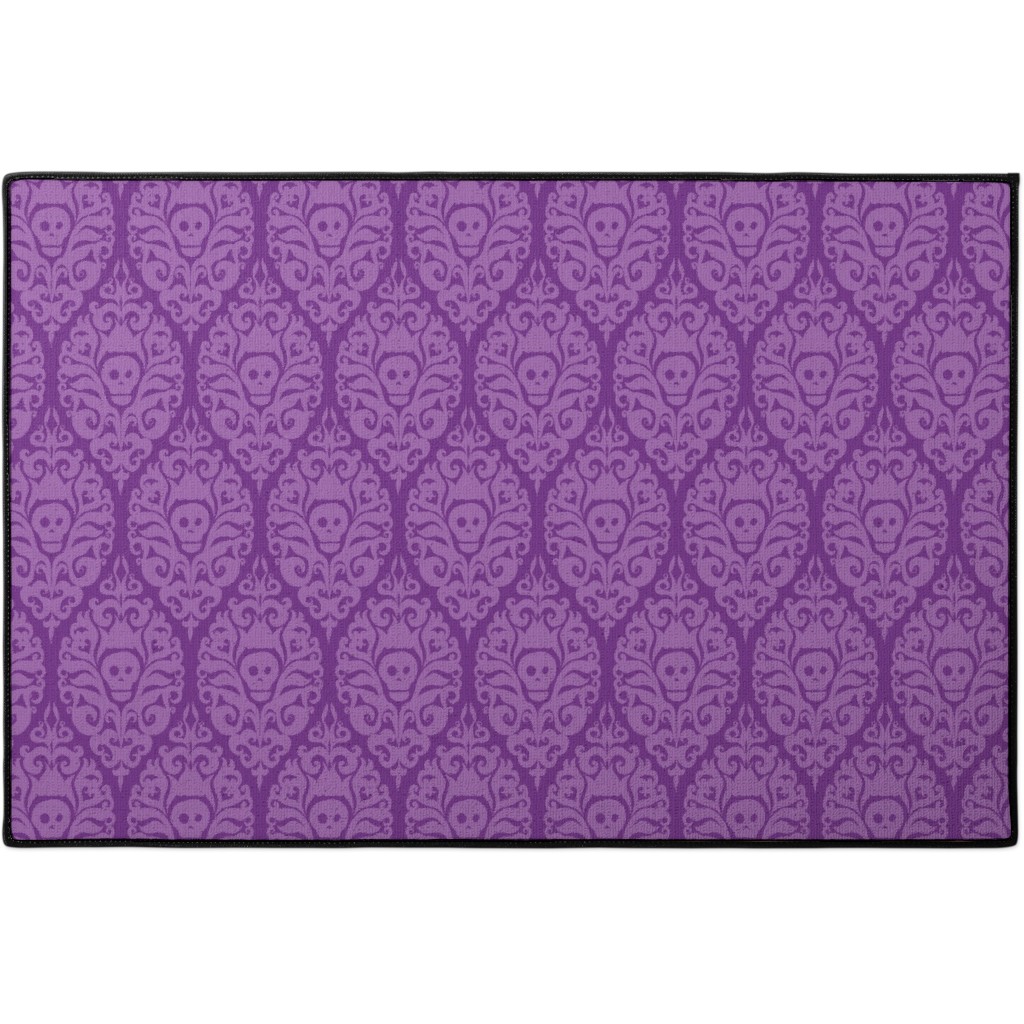 Spooky Damask - Purple Door Mat, Purple