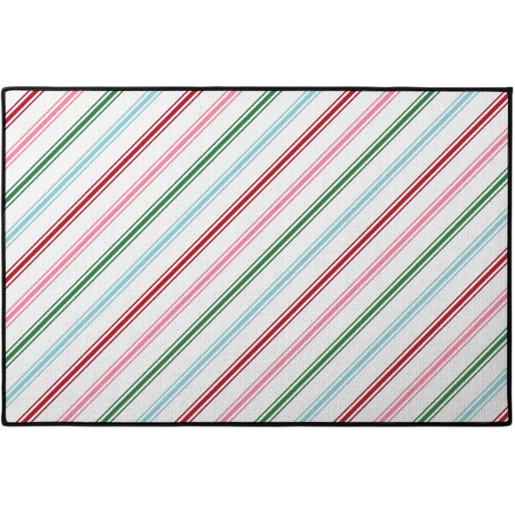 Christmas Wish Candy Cane Stripes - Multi Door Mat, Multicolor