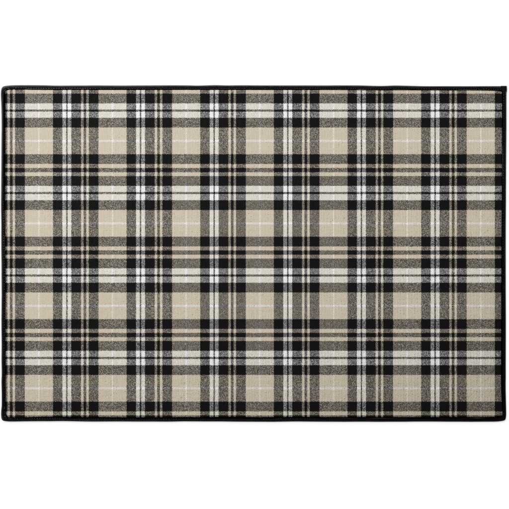 Fall Plaid Door Mat, Beige