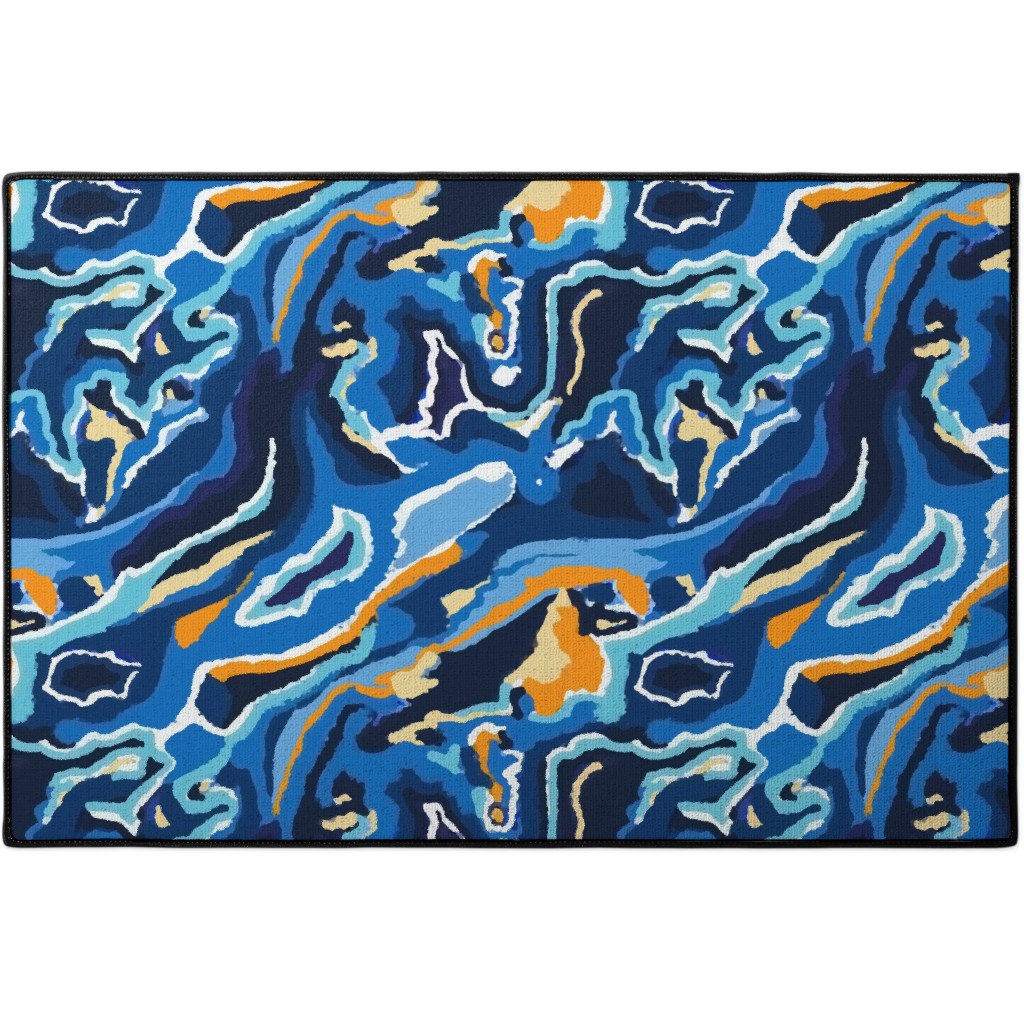 Psychedelic Blues Door Mat, Blue