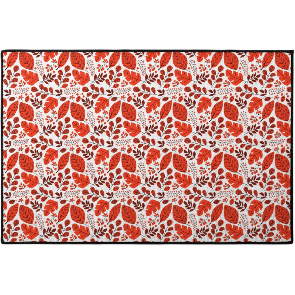 Red Leaves Door Mat, Red