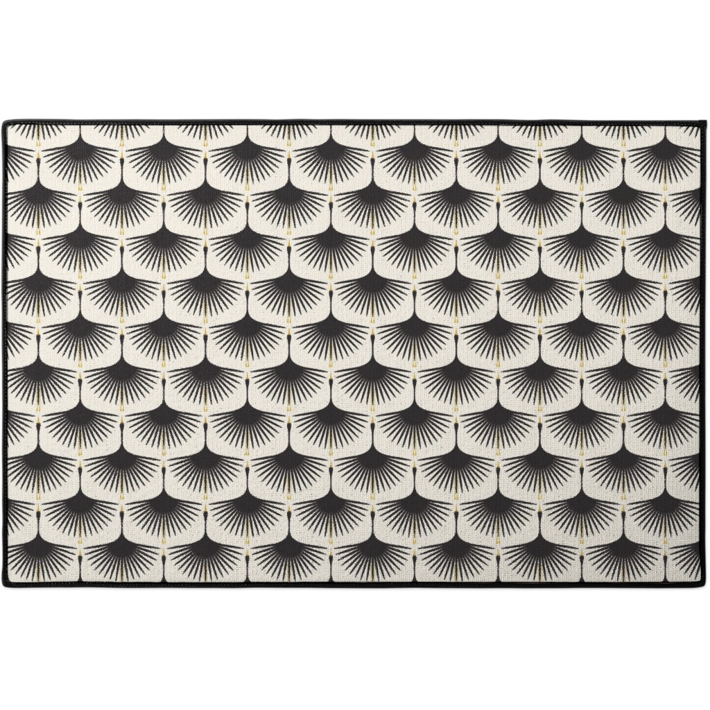 Art Deco Swans Door Mat, Beige
