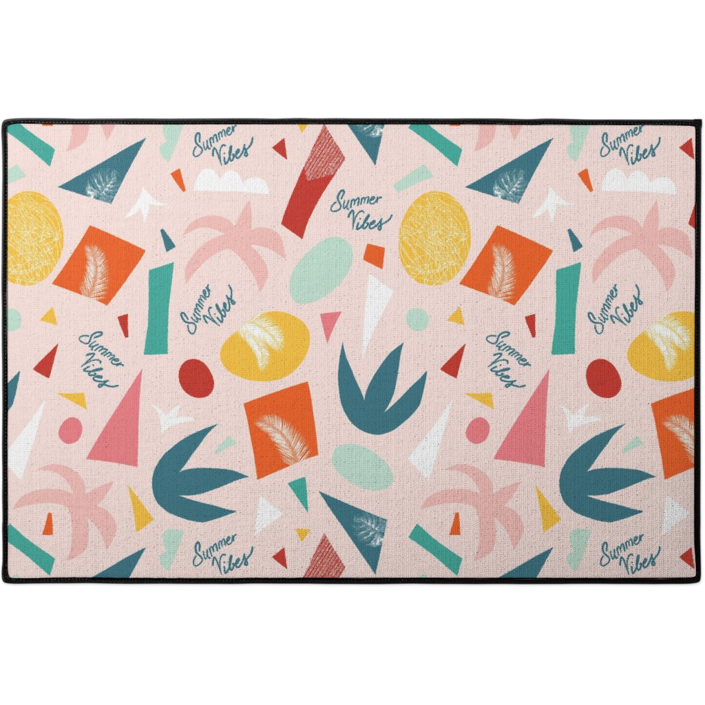 Summer Vibes Abstract Shapes Door Mat, Multicolor