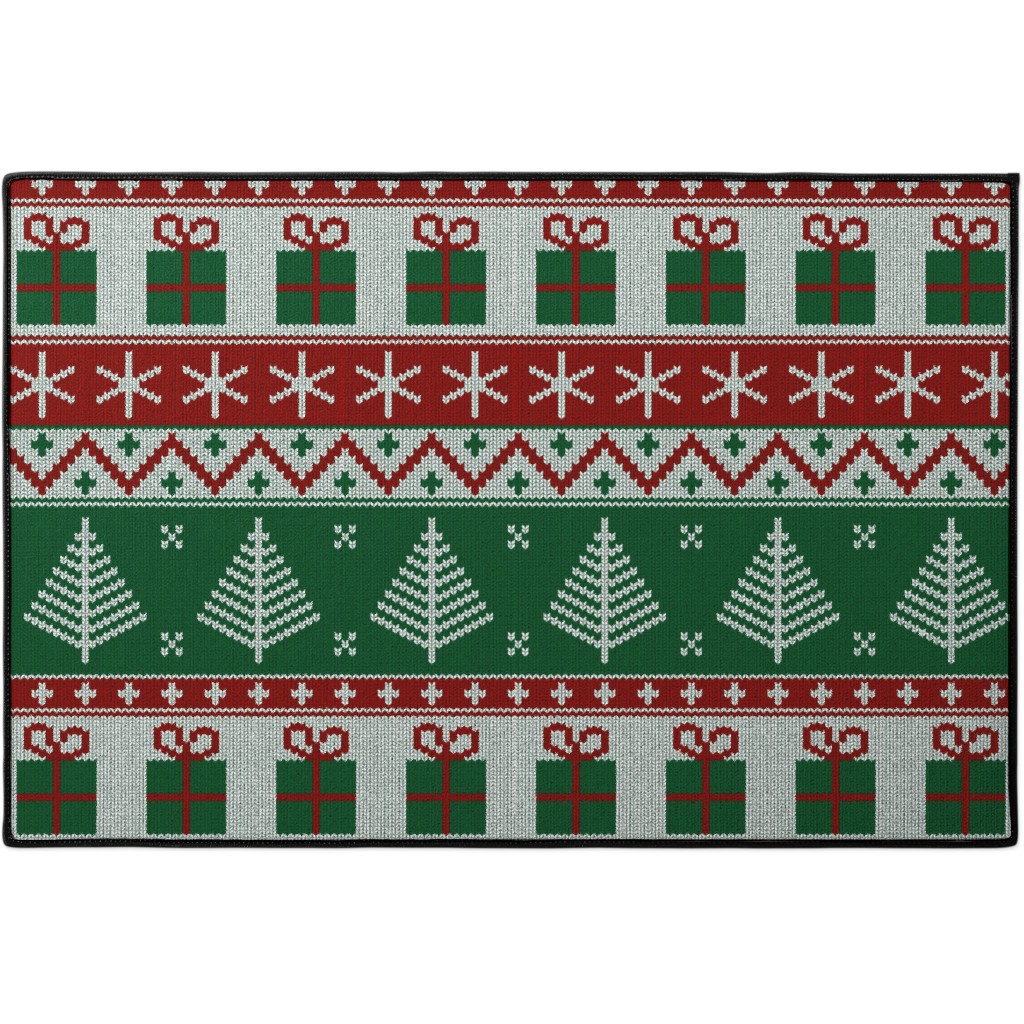 Christmas Knit - Green Door Mat, Multicolor