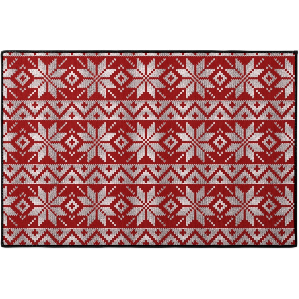 Christmas Knit - Red Door Mat, Red