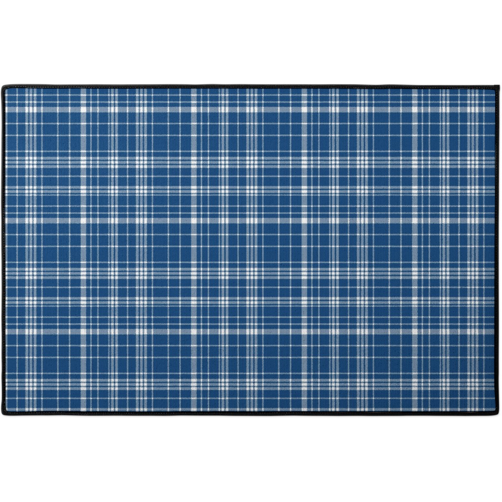 Tartan Check Door Mat, Blue