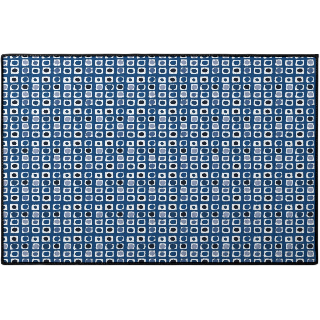 Little White Rectangles - Classic Blue Door Mat, Blue