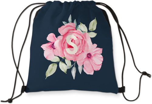 Floral Initial Drawstring Backpack