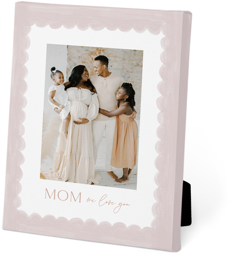 Brushed Scallop Border Easel Back Canvas, 5x7, No Frame, Easel Back Canvas, Pink, peony