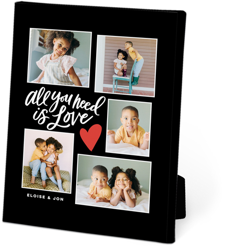 Tilted Love Script Collage Easel Back Canvas, 5x7, No Frame, Easel Back Canvas, Black, black