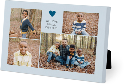 Contemporary Heart Collage Easel Back Canvas, 5x7, No Frame, Easel Back Canvas, Blue, slate blue