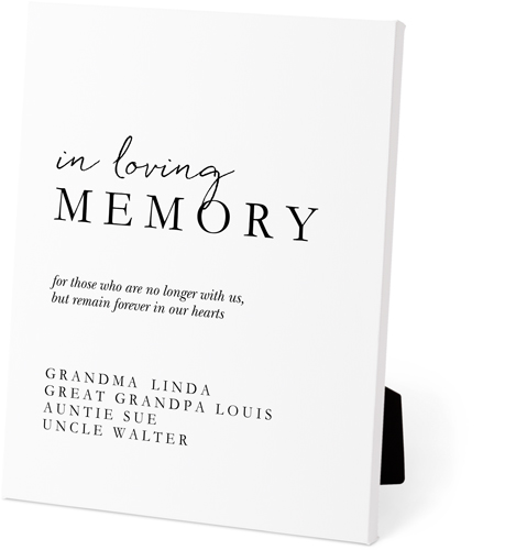 Memorial Wedding Sign Easel Back Canvas, 8x10, No Frame, Easel Back Canvas, White, white