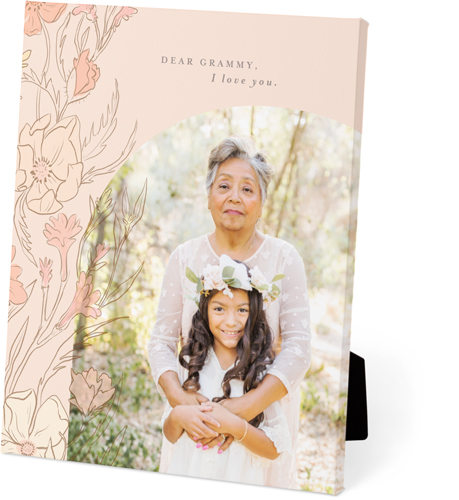 Stenciled Floral Arch Easel Back Canvas, 8x10, No Frame, Easel Back Canvas, Orange, apricot