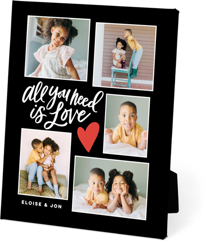 Tilted Love Script Collage Easel Back Canvas, 8x10, No Frame, Easel Back Canvas, Black, black