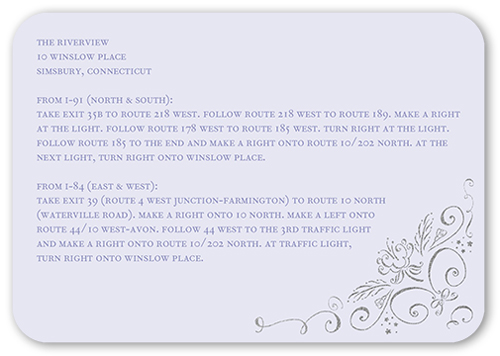 Whimsical Scrolls Wedding Enclosure Card, Purple, 100% Recycled Cardstock , Rounded