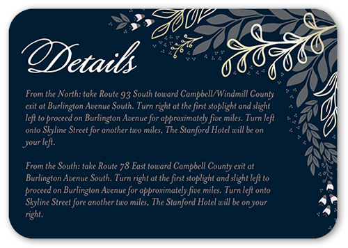 Affectionate Floral Wedding Enclosure Card, Blue, Pearl Shimmer Cardstock, Rounded