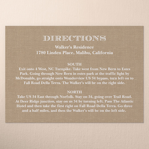 Burlap And Lace Wedding Enclosure Card, Beige, Matte, 100% Recycled Cardstock , Square