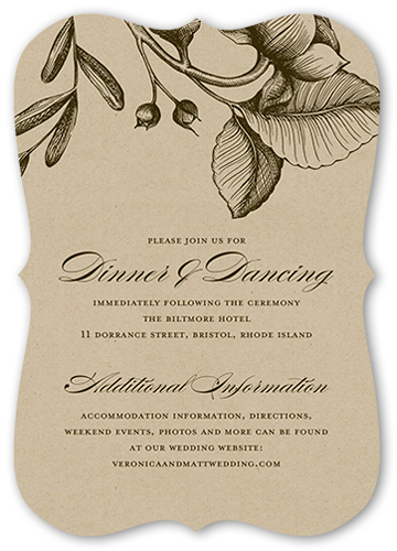 Rustic And Floral Wedding Enclosure Card, Brown, Pearl Shimmer Cardstock, Bracket