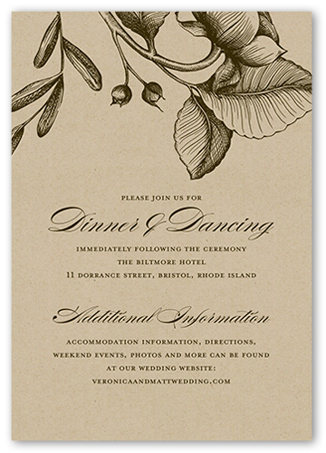 Rustic And Floral Wedding Enclosure Card, Brown, Matte, Pearl Shimmer Cardstock, Square