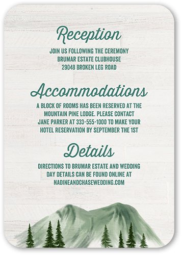 Mountain Nuptials Wedding Enclosure Card, Green, 100% Recycled Cardstock ?, Rounded