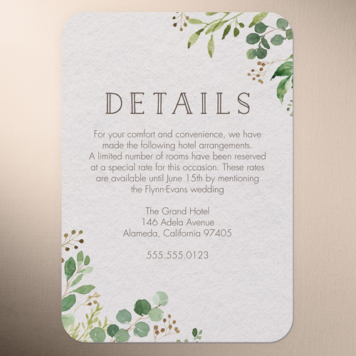 Botanical Union Wedding Enclosure Card, Beige, Matte, Signature Smooth Cardstock, Rounded, Antique White